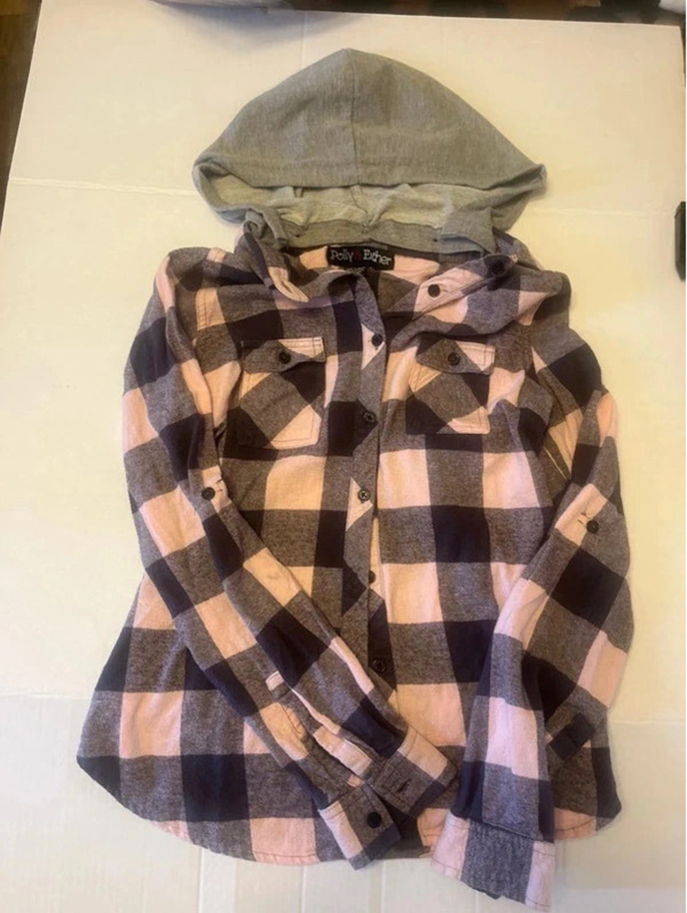 Two piece flannel set champs removable hood 2 long sleeve shirts - Picture 8 of 11